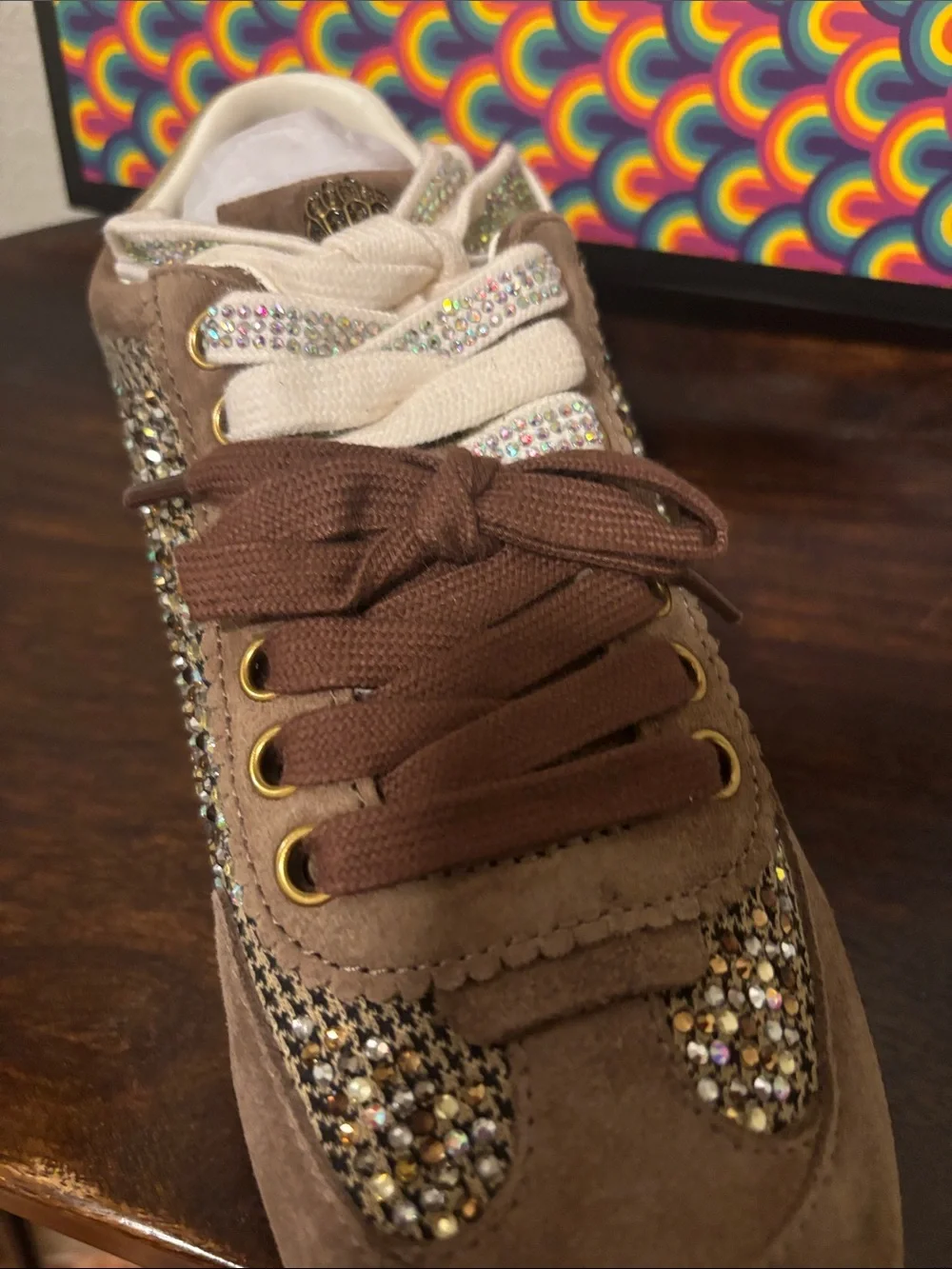 Kurt Geiger Men’s Brown Suede Sparkle Trainer